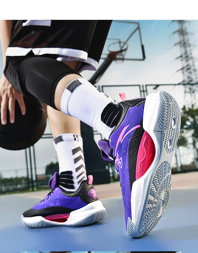 Reflective Basketball Shoes Original Shoes Basketball Sneakers Outdoor Rubber Anti Slip Sports Training Shoes Male