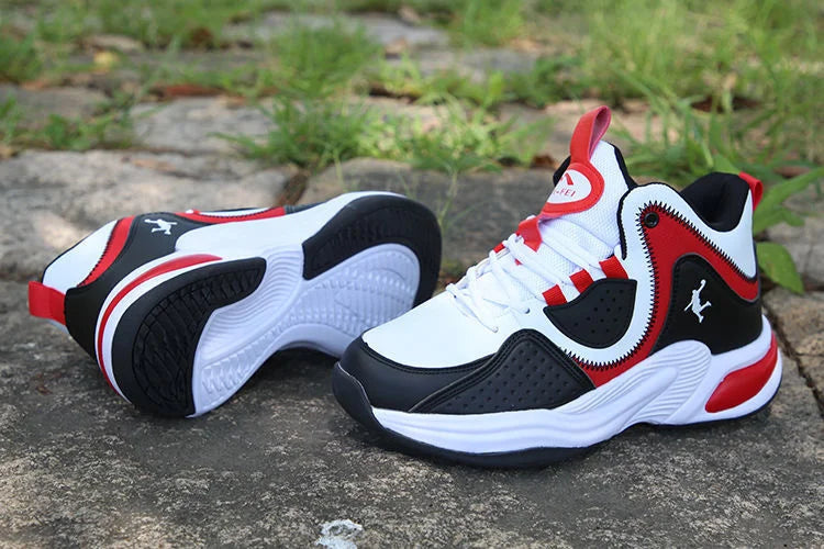Men’s High-Top Basketball Shoes – Leather, Non-Slip, Cushioned Outdoor Sneakers