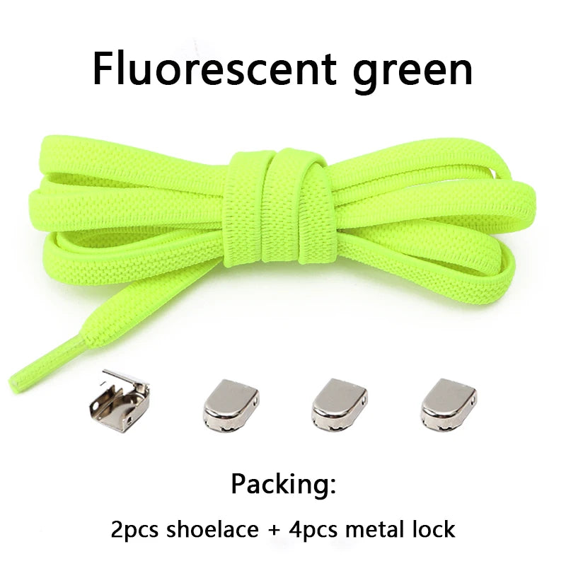 4Pcs No Tie Shoelaces Metal Buckles Elastic for Sneakers One Size Fits All Adult Quick Laces Lazy Sport Rubber Shoestrings