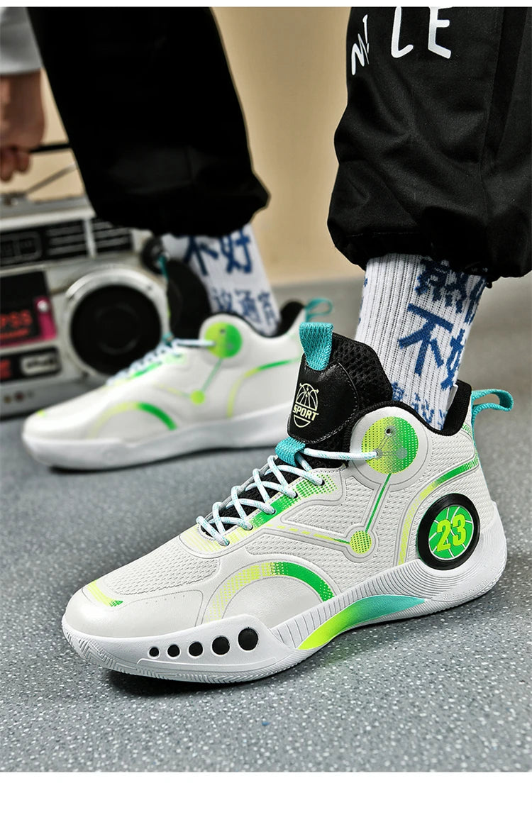 Men's Basketball Shoes Breathable Cushioning Non-Slip Wearable Sports Shoes Gym Training Athletic Basketball Sneakers for Women