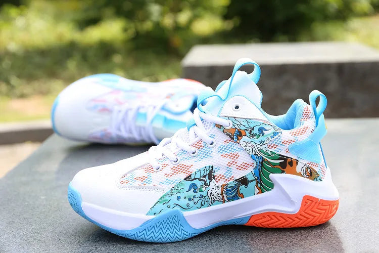 Men’s High-Top Basketball Shoes – Lightweight Cushioned Sneakers for Outdoor Training