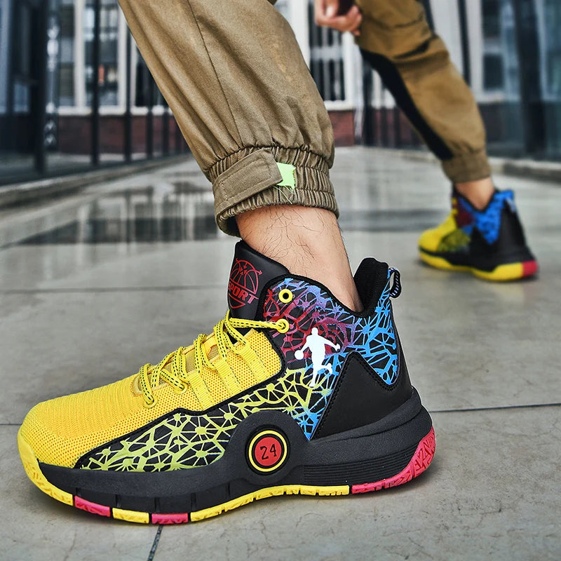 Basketball Shoes Men Field Training Non-slip High-top Luxyry Design Mesh Breathable Sneakers Pro Basketball Boots