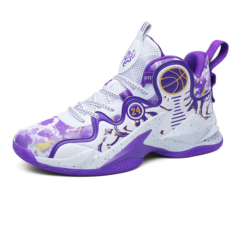 Men’s Basketball Shoes – Non-Slip, Breathable Outdoor Sneakers with Graffiti Design