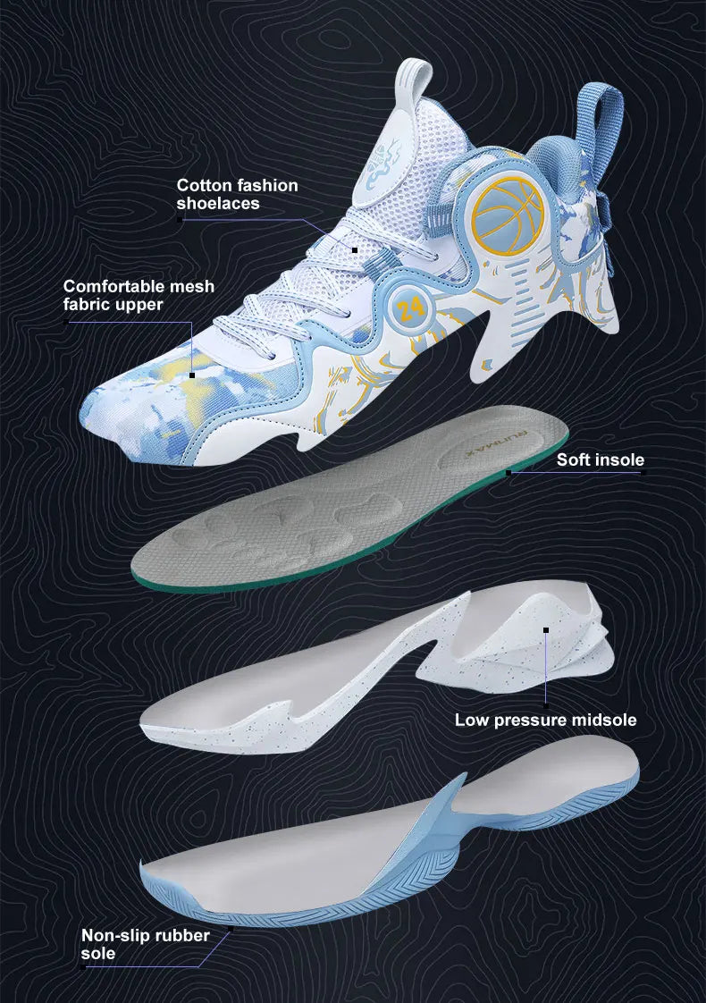 Men’s Basketball Shoes – Non-Slip, Breathable Outdoor Sneakers with Graffiti Design