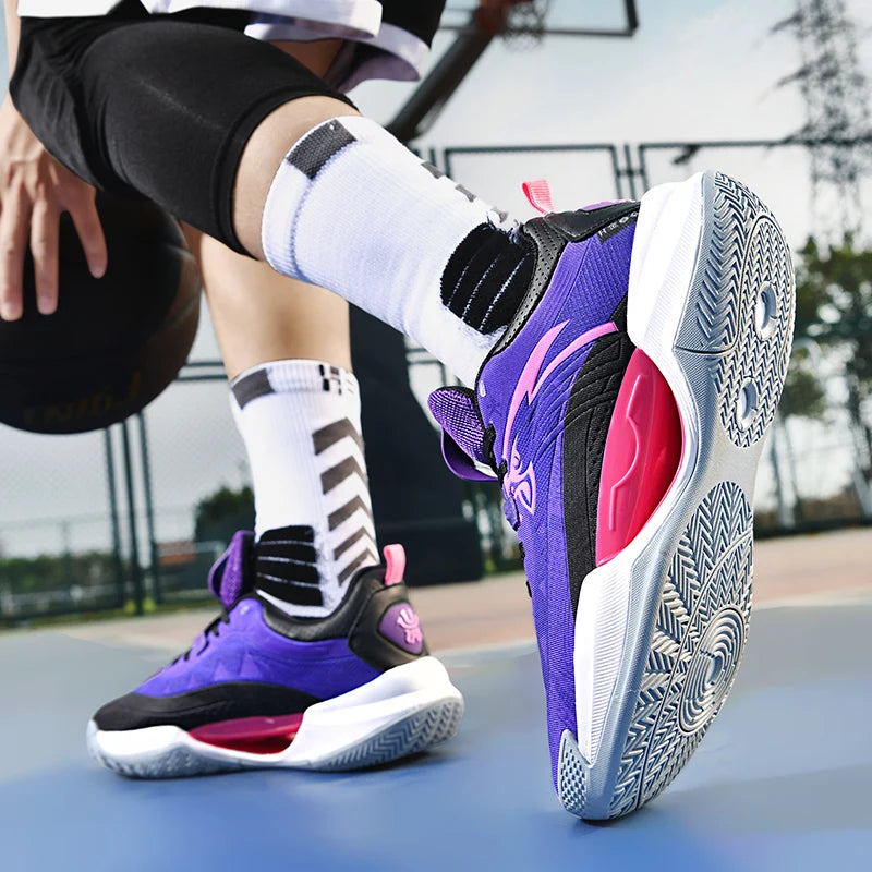 Reflective Basketball Shoes Original Shoes Basketball Sneakers Outdoor Rubber Anti Slip Sports Training Shoes Male