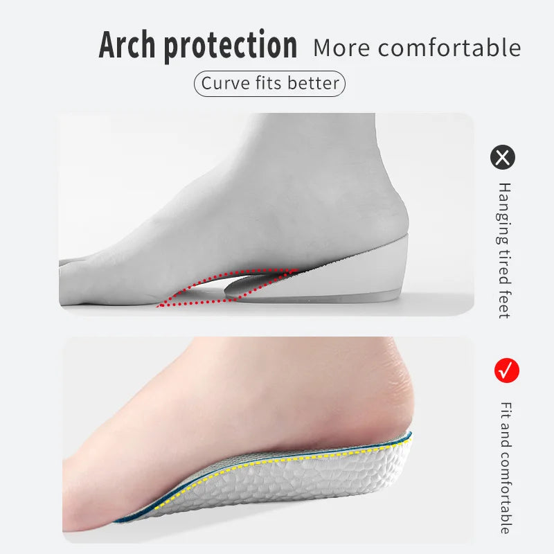 Arch Support Increase Height Insoles Light Weight Soft Elastic Lift for Men Women Shoes Pads 1.5CM 2.5CM 3.5CM Heighten Lift