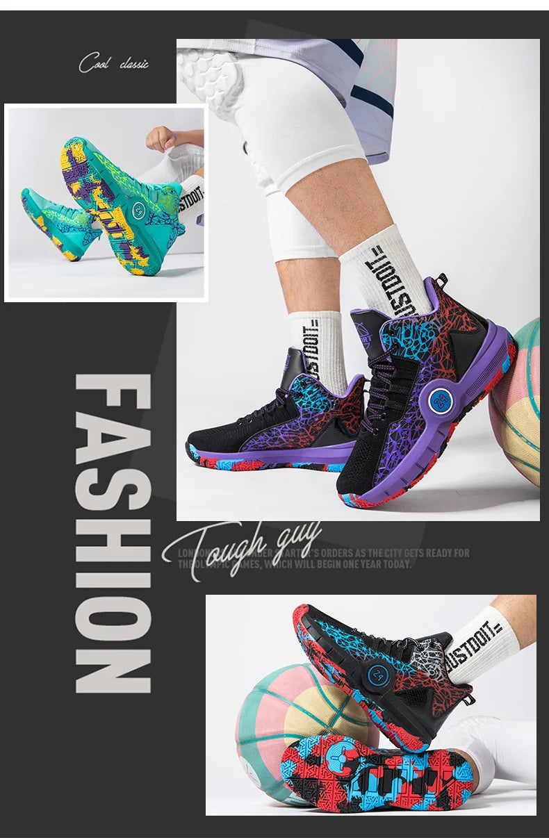 Men Professional Basketball Shoes Kids Men's Cushioning Light Basketball Sneakers Women Mesh Breathable Outdoor Sports Shoes