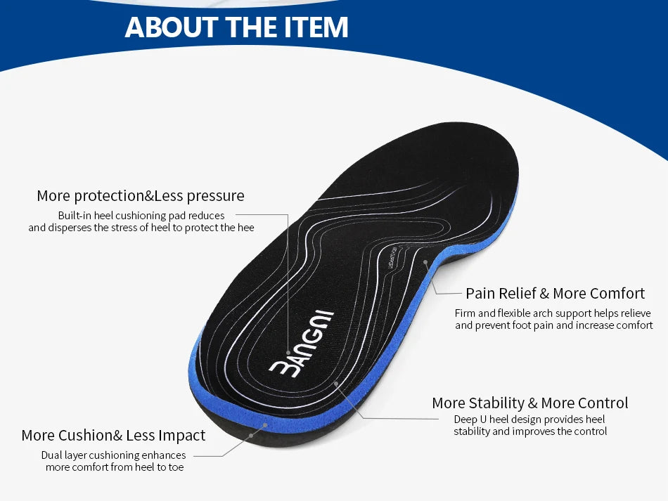 Arch/Heel Pain Relief Orthotic Insoles Foot Valgus Flat Feet Shoes Insert Shock-Absorption Comfort All Day for Woman Men