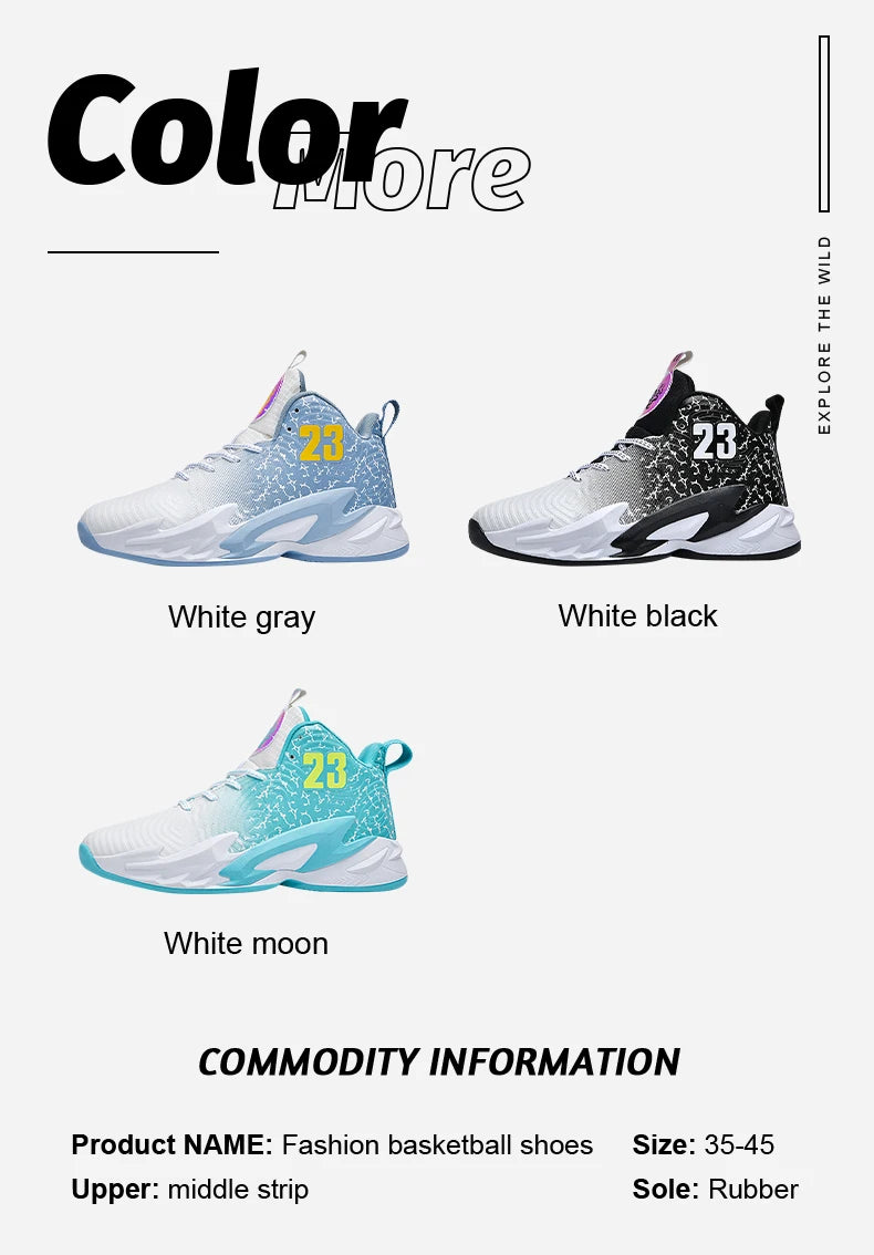 Men’s Basketball Shoes – Breathable, Non-Slip Outdoor Fashion Unisex Sneakers