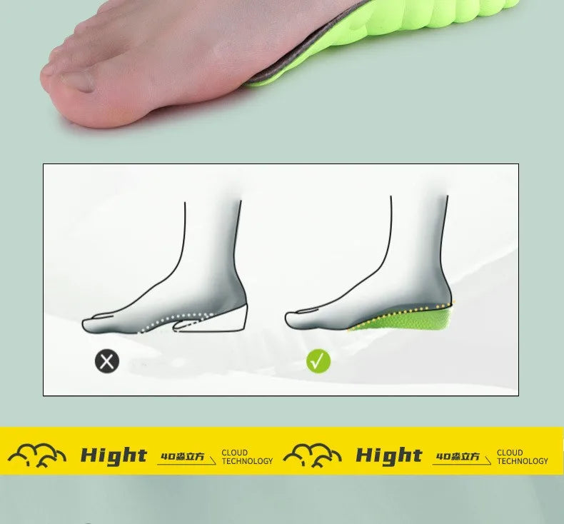 4D Deodorant Orthopedic Height Increase Insole for Shoes Arch Support Plantar Fasciitis Insoles Growing Shoe Sole Templates New
