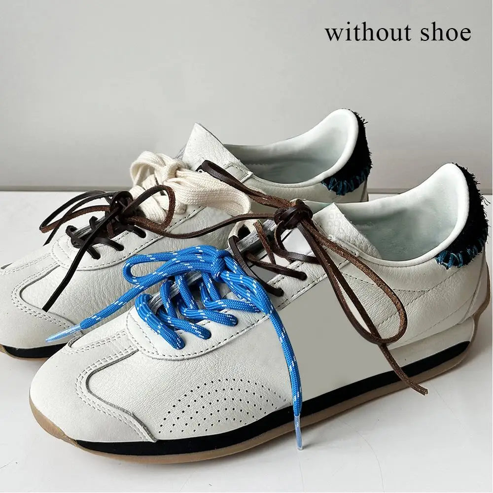 Individual Shoes Laces 4 Pcs Vintage Miu Round Flat Leather Combination DIY Sports Shoelaces Vintage DE Training Shoelaces