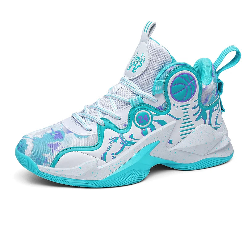 Men’s Basketball Shoes – Non-Slip, Breathable Outdoor Sneakers with Graffiti Design