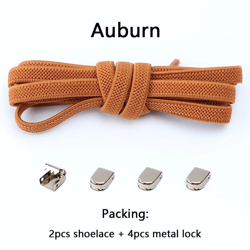 4Pcs No Tie Shoelaces Metal Buckles Elastic for Sneakers One Size Fits All Adult Quick Laces Lazy Sport Rubber Shoestrings