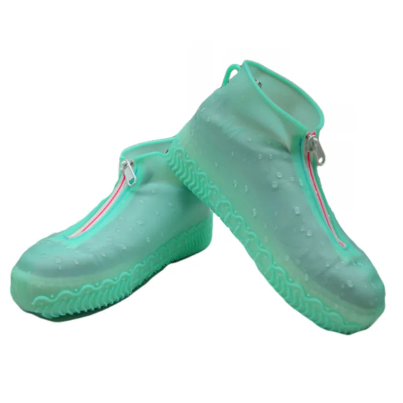 Zipper Rain Boots Waterproof Shoe Cover Silicone Unisex Outdoor Solid Waterproof Non-slip Wear-Resistant Reusable Easy Wearing