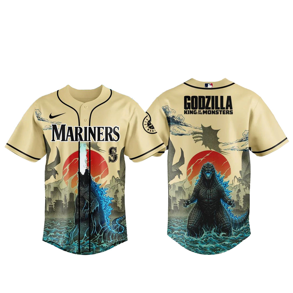 Seattle Mariners x Godzilla King of The Monsters Baseball Jersey ...