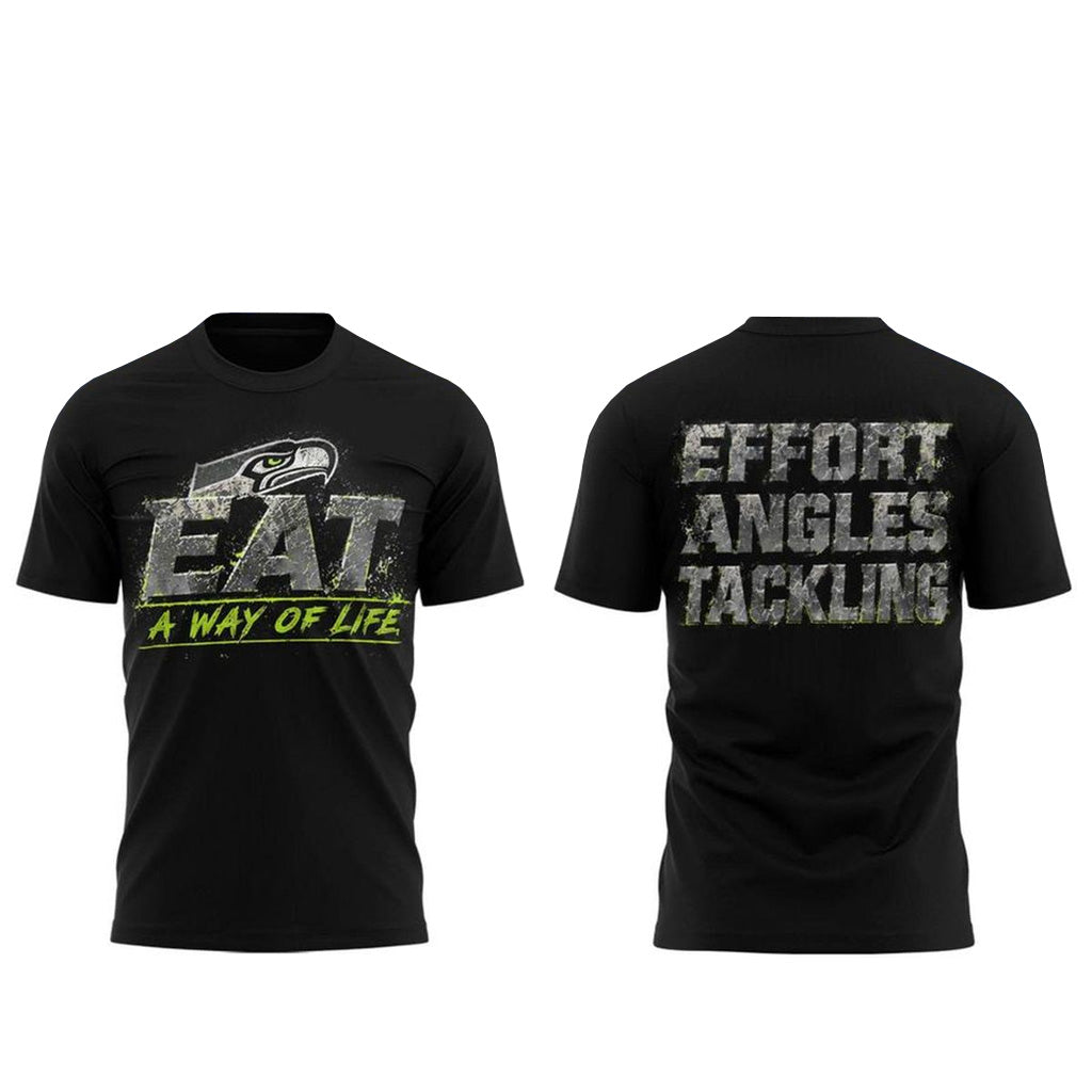 Seattle Seahawks Coach Mike Macdonald 2026 Effort Angles Tackling Graphic Shirt for Football Fans