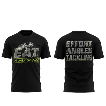 Seattle Seahawks Coach Mike Macdonald 2026 Effort Angles Tackling Graphic Shirt for Football Fans