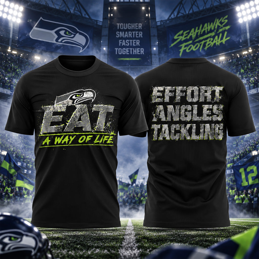 Seattle Seahawks Coach Mike Macdonald 2026 Effort Angles Tackling Graphic Shirt for Football Fans
