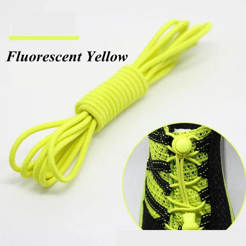 1 Pair 22 Colors Elastic Shoelaces Round Locking No Tie Shoe Laces  Adult Quick Lazy Laces Rubber Sneakers Shoelace T1
