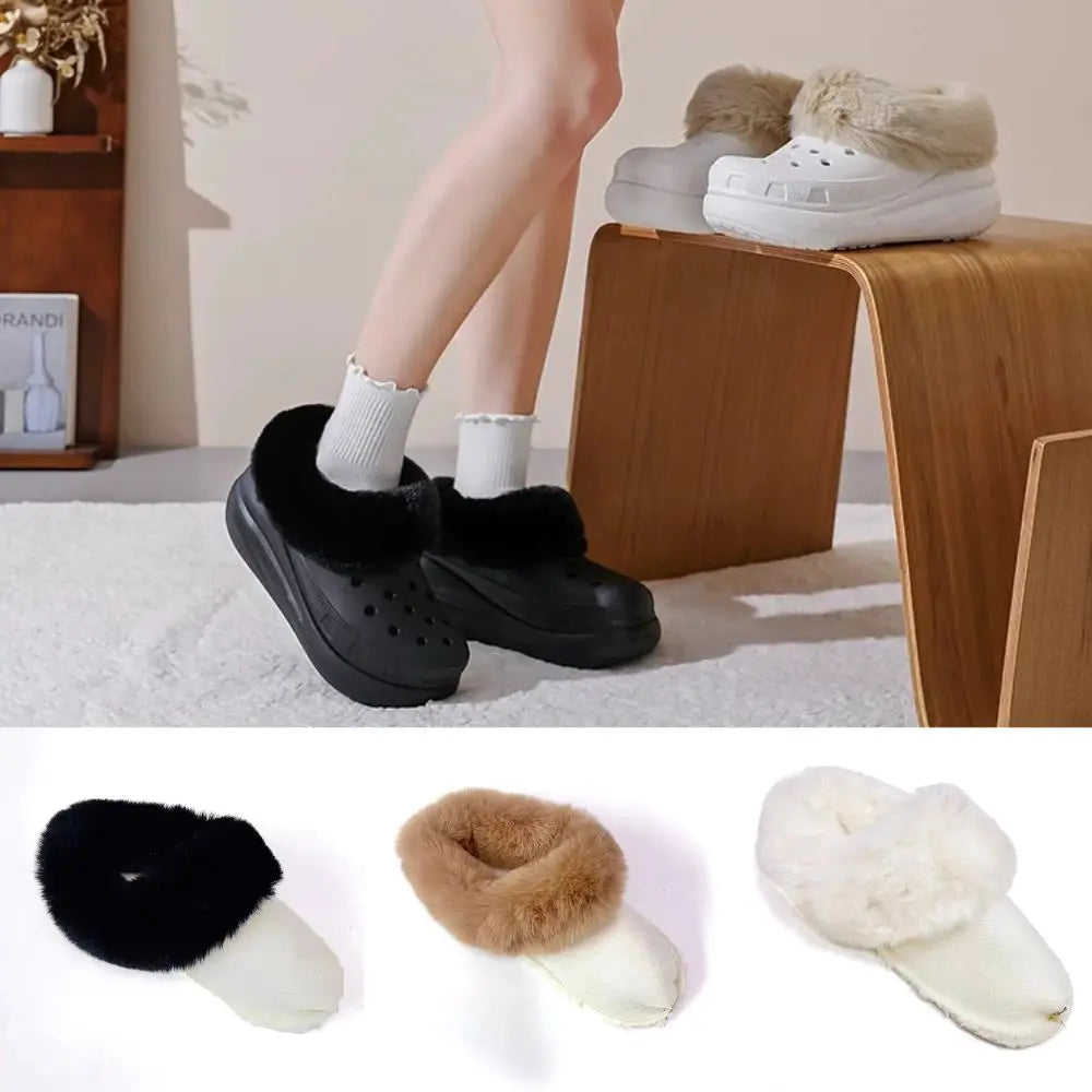 Pair Hole Shoes Plush Liner Winter Warm Inserts for Slippers Shoe Covers Soft Thickened Fur Lining Detachable Shoe Pads