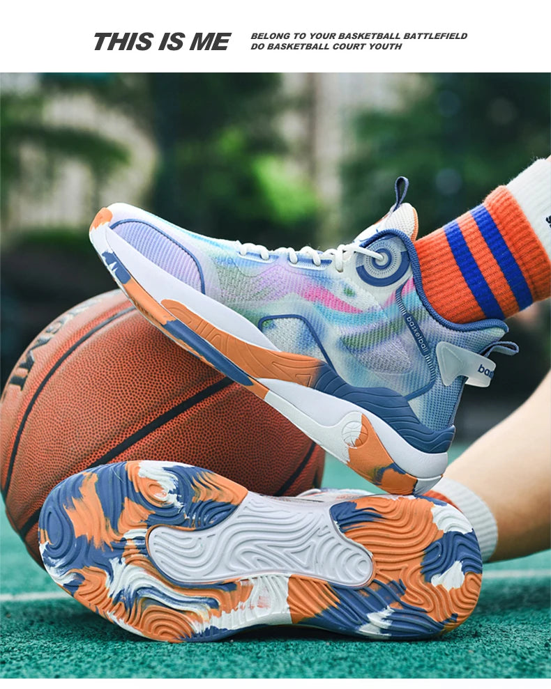 Men’s Mid Basketball Shoes – Non-Slip, Cushioned Outdoor Workout Sneakers