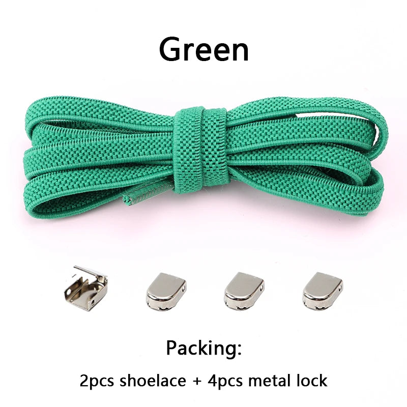 4Pcs No Tie Shoelaces Metal Buckles Elastic for Sneakers One Size Fits All Adult Quick Laces Lazy Sport Rubber Shoestrings