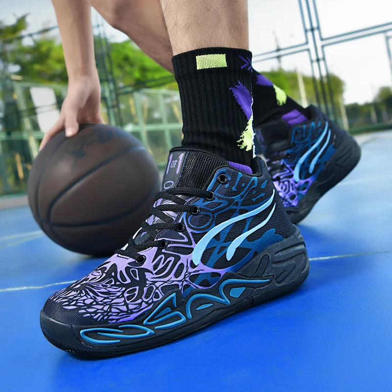 Mens Basketball Shoes Lightweight Comfortable Summer Fitness Training Shock-absorbing High-top Casual Walking Shoes for Men