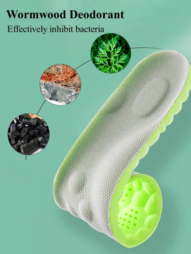 4D Latex Sports Shoes Insoles Super Soft High Elasticity Shoe Pads Anti-pain Deodorant Cushion Arch Support Foot Insole 1 Pair