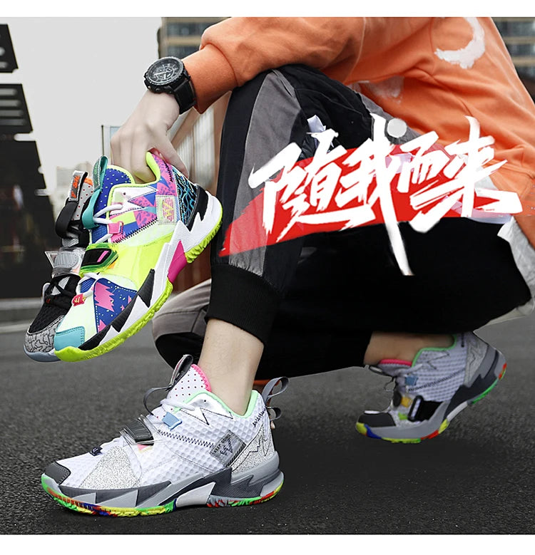 Men Basketball Shoes Couple Brethable Outdoor Sports Shoes Women Basketball Sneakers Men Trainer Gym Shoes Male High-top