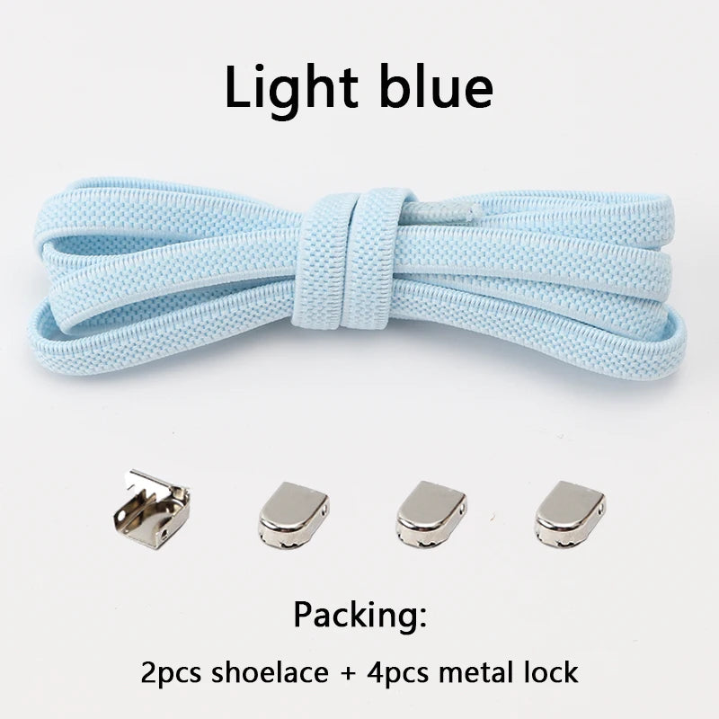 4Pcs No Tie Shoelaces Metal Buckles Elastic for Sneakers One Size Fits All Adult Quick Laces Lazy Sport Rubber Shoestrings