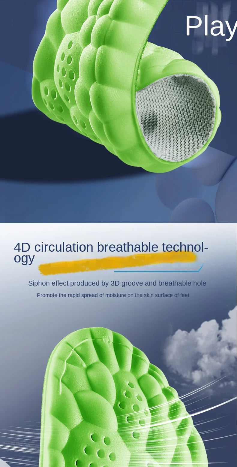 High Elasticity Latex Sport Insoles Soft Shoe Pads Arch Support Orthotic Insoles Breathable Deodorant Shock Absorption Cushion