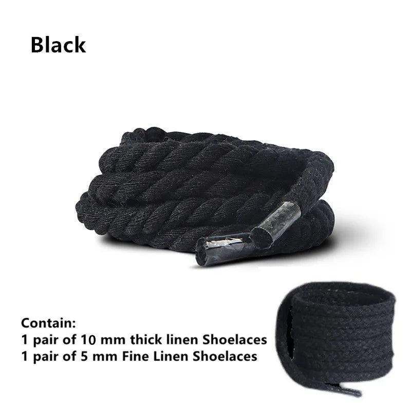 2 pair/set Vintage DIY Linen Cotton Weaving Style Bold Shoelaces Low-top Canvas Green Shoes laces Women Men Shoelaces Dropship