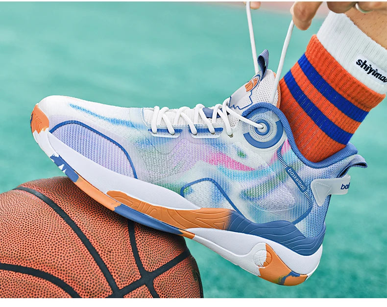 Men’s Mid Basketball Shoes – Non-Slip, Cushioned Outdoor Workout Sneakers