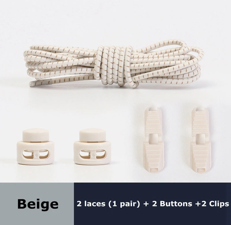 Round Shoe Laces Elastic No Tie Shoelaces Plastic Lock Suitable For All Sports Shoes Accessories Lazy Shoe Lace Rubber band