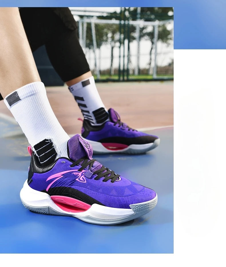 Reflective Basketball Shoes Original Shoes Basketball Sneakers Outdoor Rubber Anti Slip Sports Training Shoes Male