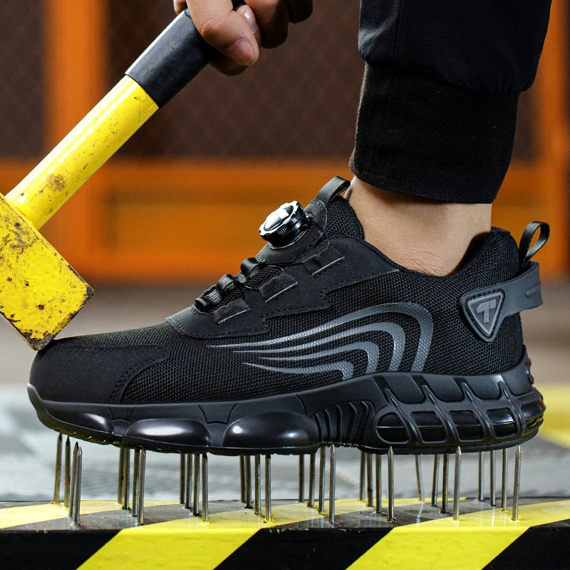 Rotary Button New Safety Shoes For Men, Anti-Impact And Anti-Piercing Work Shoes, Fashionable Men's sports Shoes, and Safety