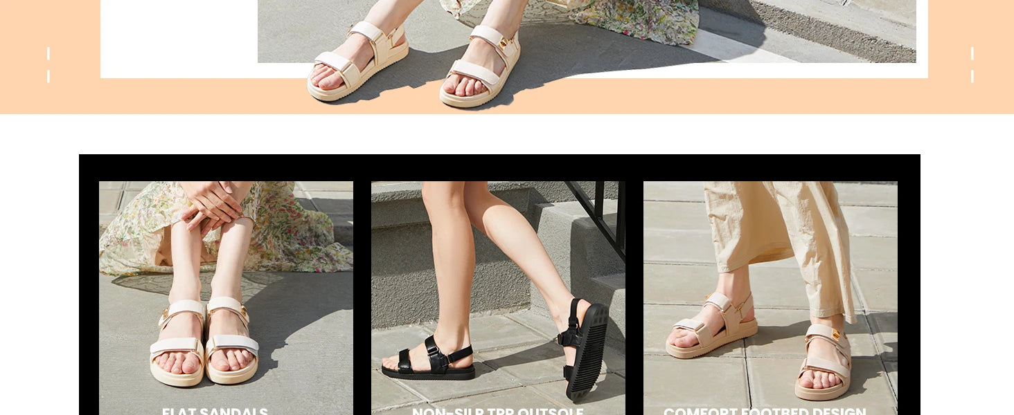 Women's Flat Sandals Comfort Adjustable Double Strap Slip on Leather Footbed Sandals shoes for women