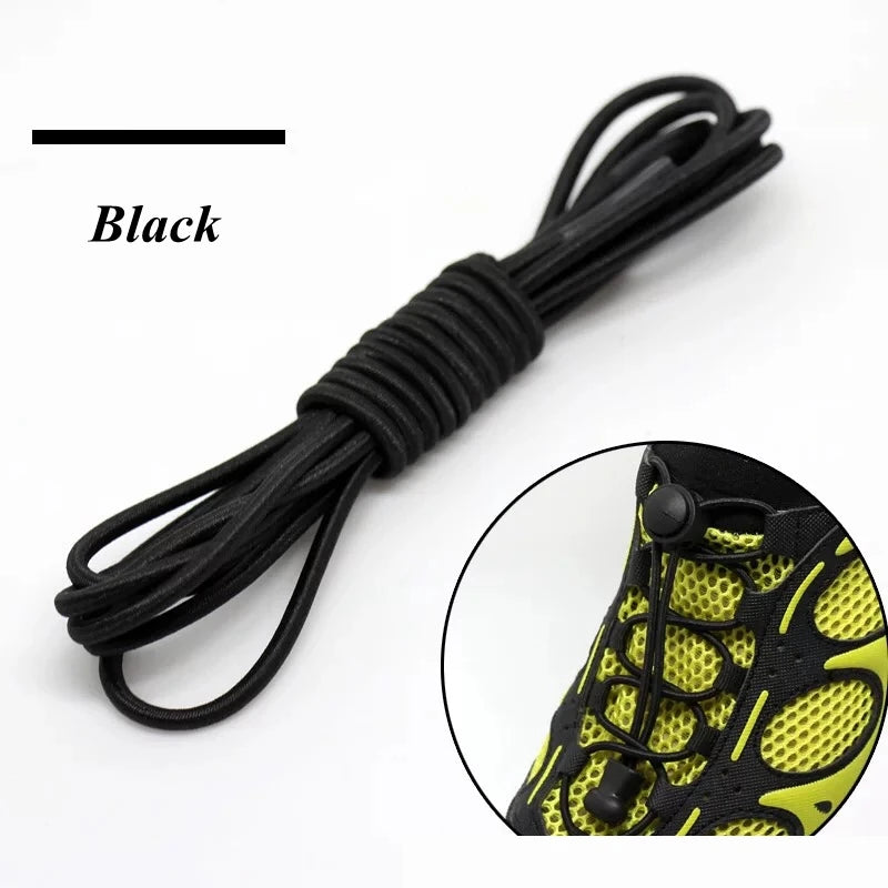 1 Pair 22 Colors Elastic Shoelaces Round Locking No Tie Shoe Laces  Adult Quick Lazy Laces Rubber Sneakers Shoelace T1
