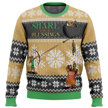 Share Your Blessings Robin Hood Ugly Christmas Sweater