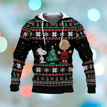 Snoopy And Charlie Brown Christmas Pattern Hoodie Zip Hoodie