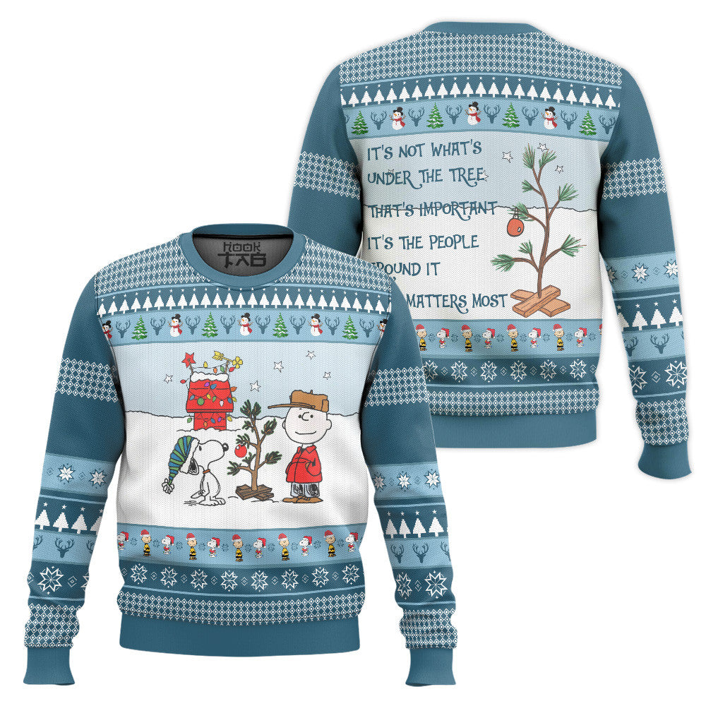 Snoopy And Charlie Brown It’s Not What Under The Tree Ugly Christmas Sweater