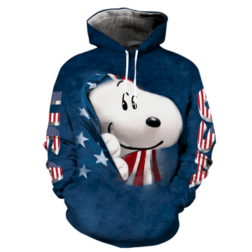 Snoopy The Peanuts, American Flag Snoopy Aop Hoodie