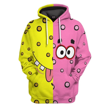 Spongebob And Patrick Star, Disney Yellow And Pink Gift For Fan Custom 3d Hoodie Zip Hoodie All Over Printed Hoodie
