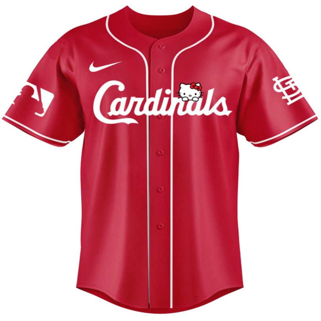 St. Louis Cardinals x Hello Kitty Night Game 2026 Red Graphic Baseball Jersey for Baseball and Hello Kitty Fans