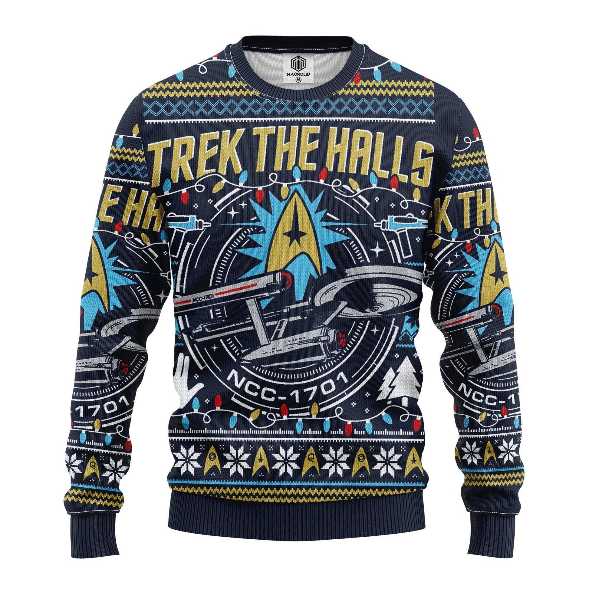 Star Trek Merry Xmas Gifts, Trek The Halls Ugly Christmas Sweater