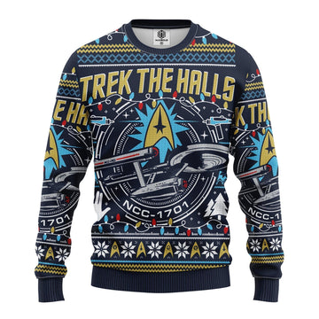 Star Trek Merry Xmas Gifts, Trek The Halls Ugly Christmas Sweater