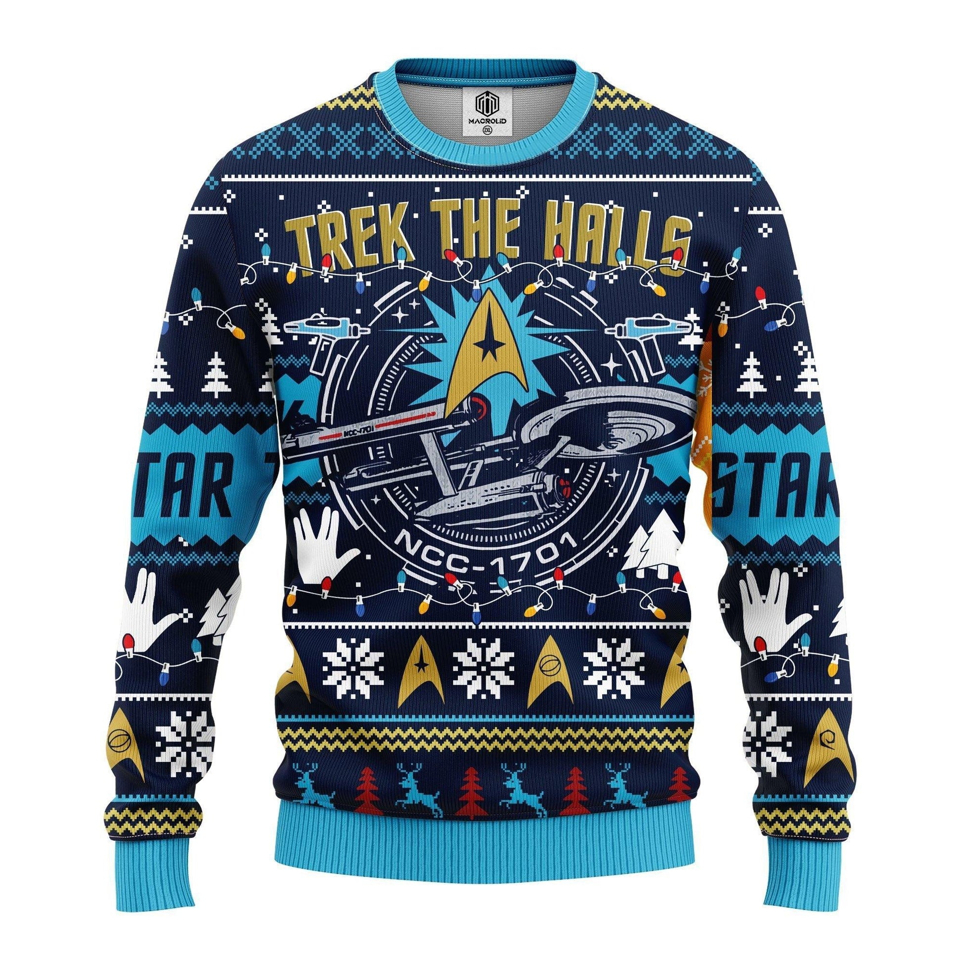 Star Trek Merry Xmas Gifts, Trek The Halls Ugly Christmas Sweater 2022