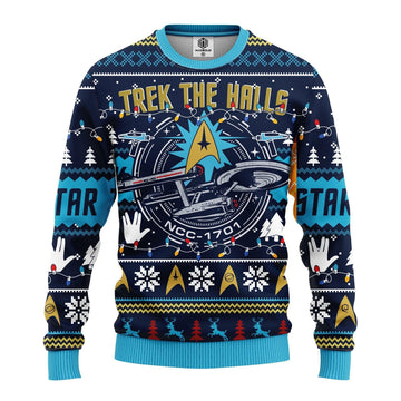 Star Trek Merry Xmas Gifts, Trek The Halls Ugly Christmas Sweater 2022