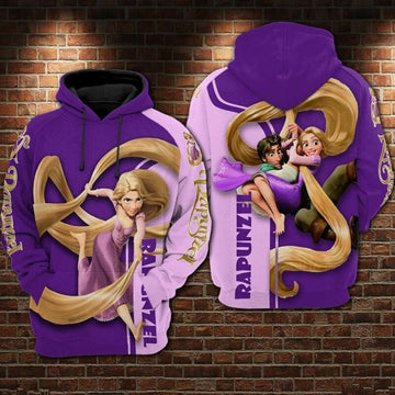 Tangled Rapunzel Movies Disney Princess Over Print 3d Hoodie Zip Hoodie