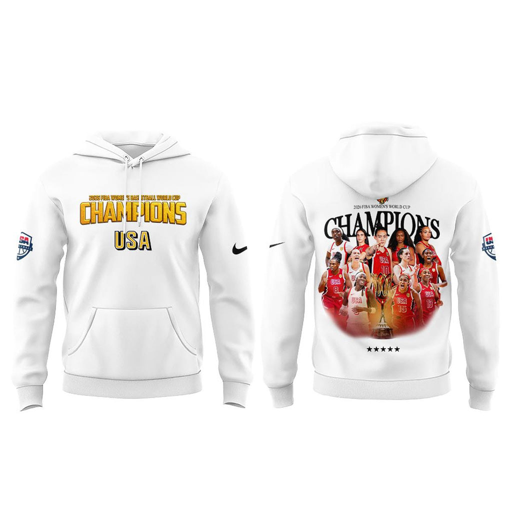 Team USA 2026 FIBA World Cup Champions White Graphic Shirt for Basketball Fans